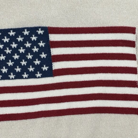 Hollister Relaxed American Flag Sweater Cream Medium Cotton EXCELLENT 🇺🇸 - Picture 6 of 11